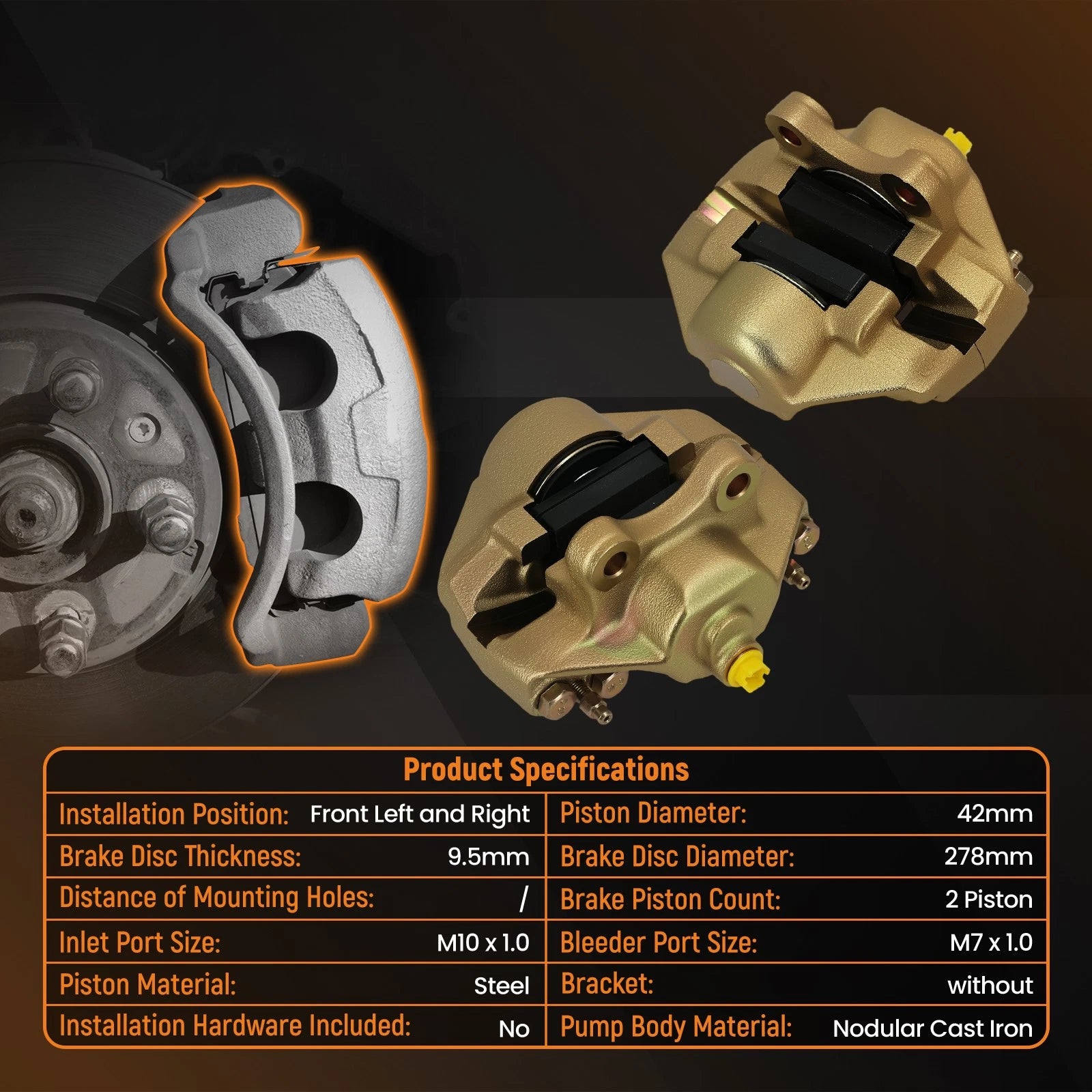 2pcs Front Brake Calipers for Volkswagen Beetle/Karmann Ghia (1923–1930)