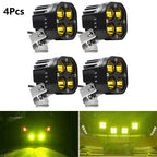 Set of 4 Yellow 3-Inch LED Work Light Cube Pods for Driving Fog Lamp