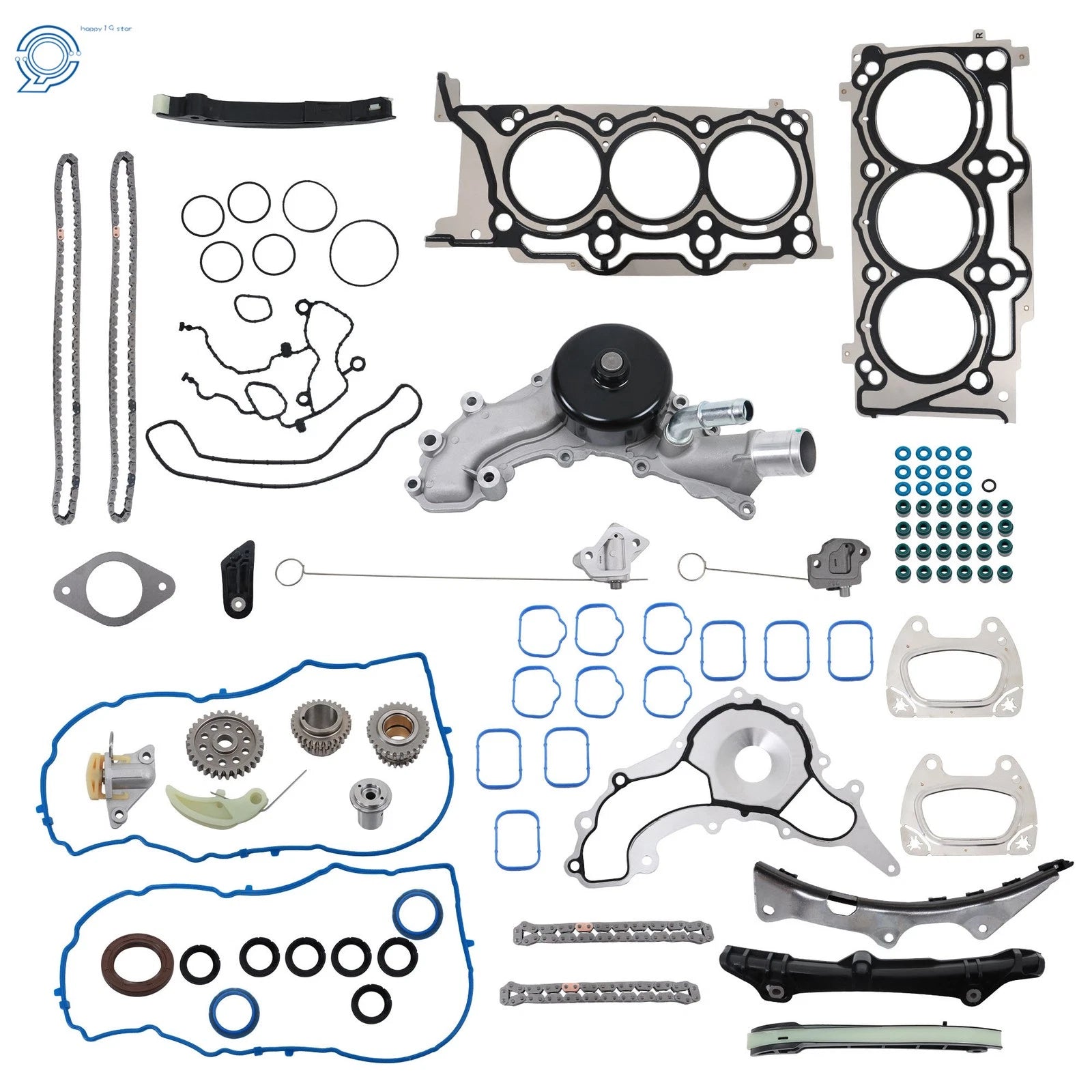 Head Gasket Set with Timing Chain Kit & Water Pump for Chrysler 200/300 (2011–2014)