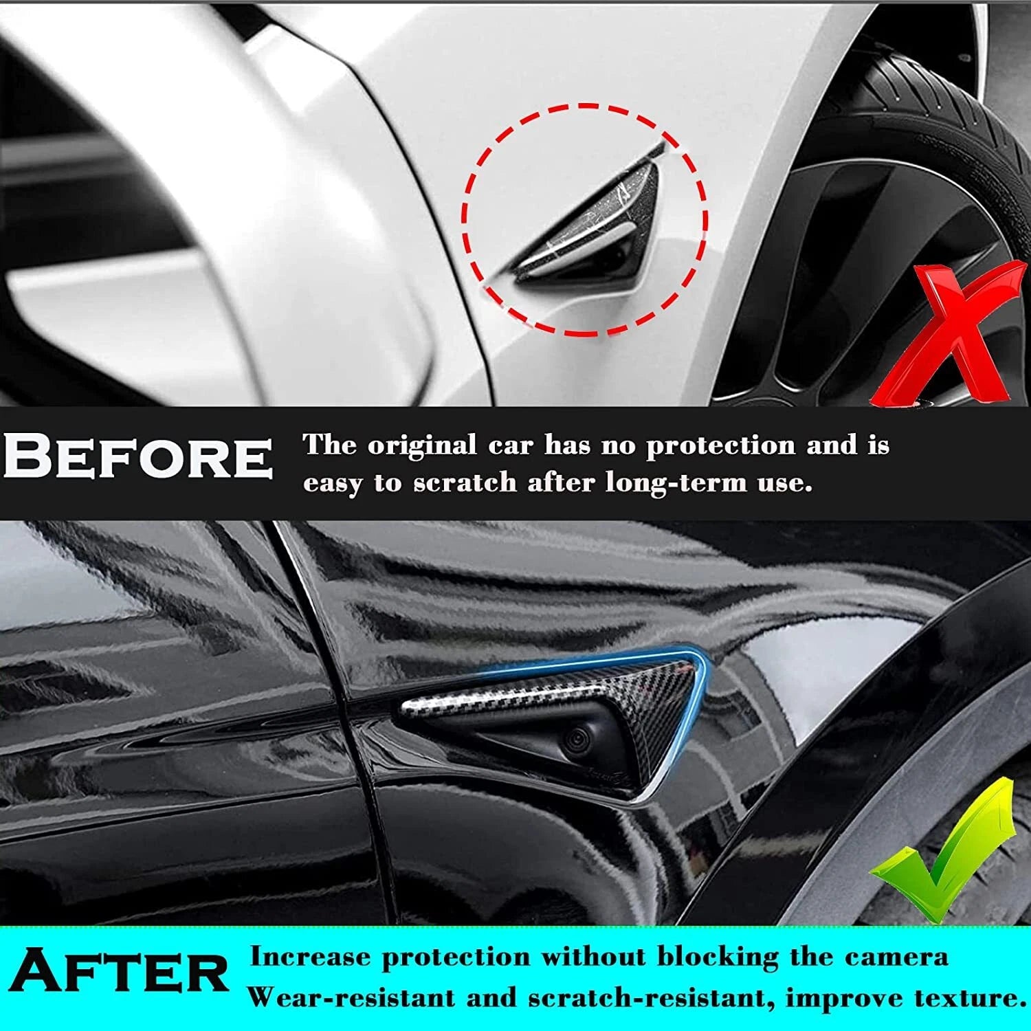 Carbon Fiber Style Side Fender Camera Vent Covers for Tesla Model 3 S X Y