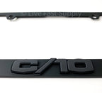 Matte License Plate Frame Gray w Black Outline Script for Chevy C10 (1969–1972)