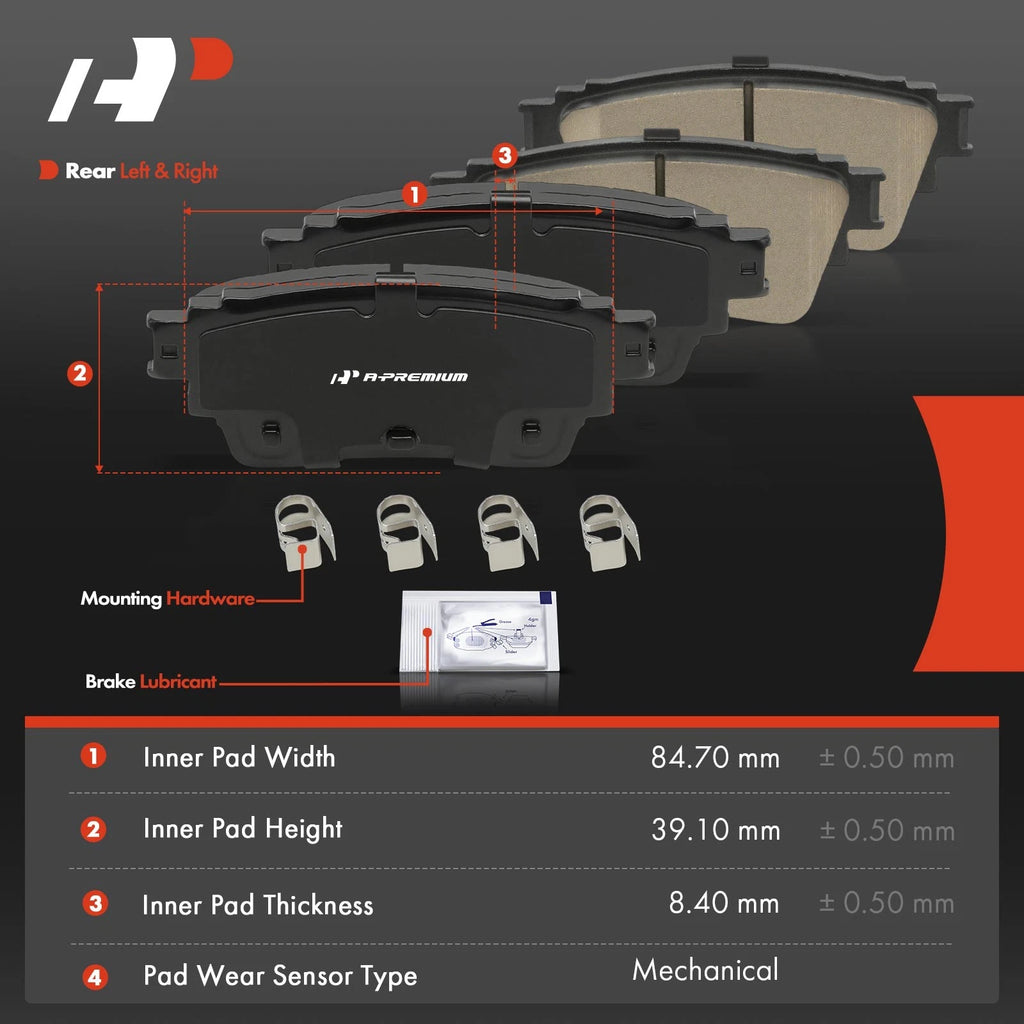 Set of 4 Rear Side Ceramic Brake Pads for Nissan Altima (2019)