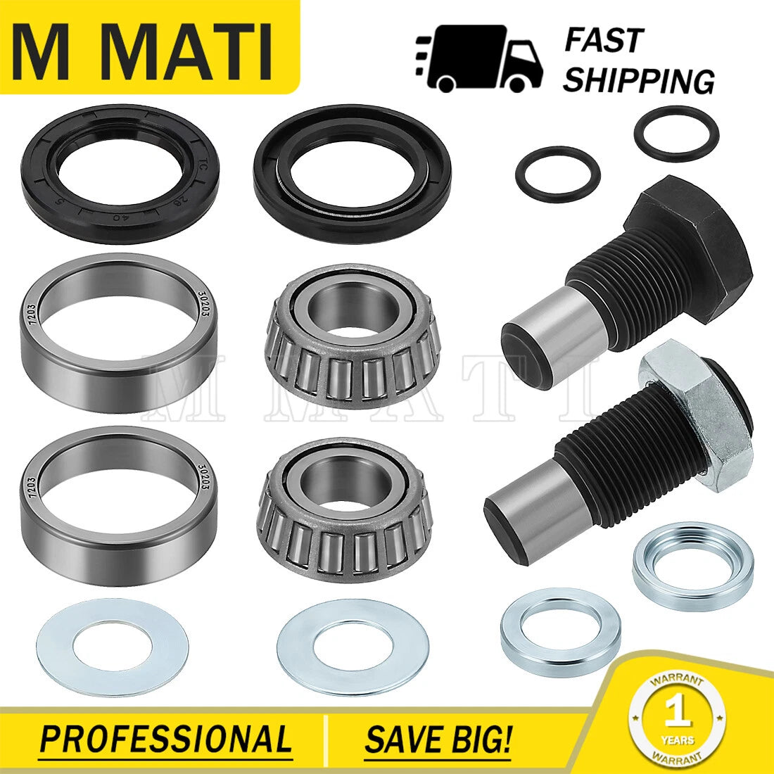Swing Arm Bearing Seal Kit w/Shaft for Kawasaki KVF360 KVF650 KVF700 KFX700 (2003–2019)