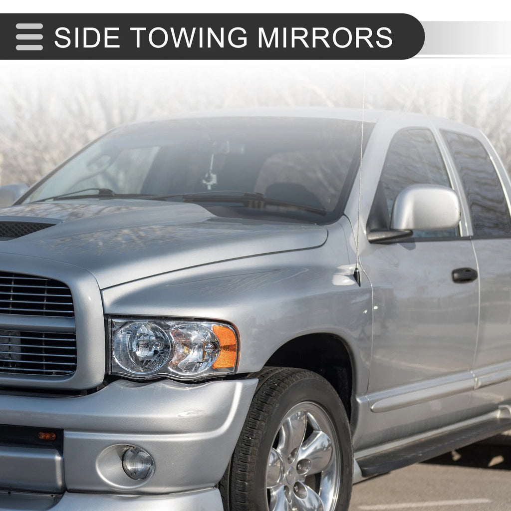 Tow Mirrors for Dodge Ram 1500 (1 Pair, Turn Signal Light, Silver Tone)