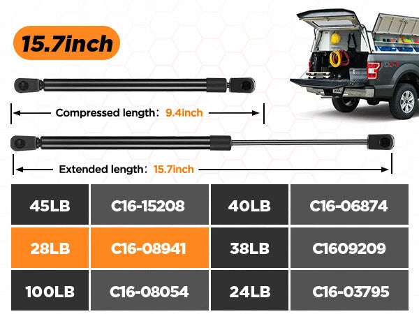Gas Strut for Leer Camper Shell Snugtop Cap Topper (2016–2028)