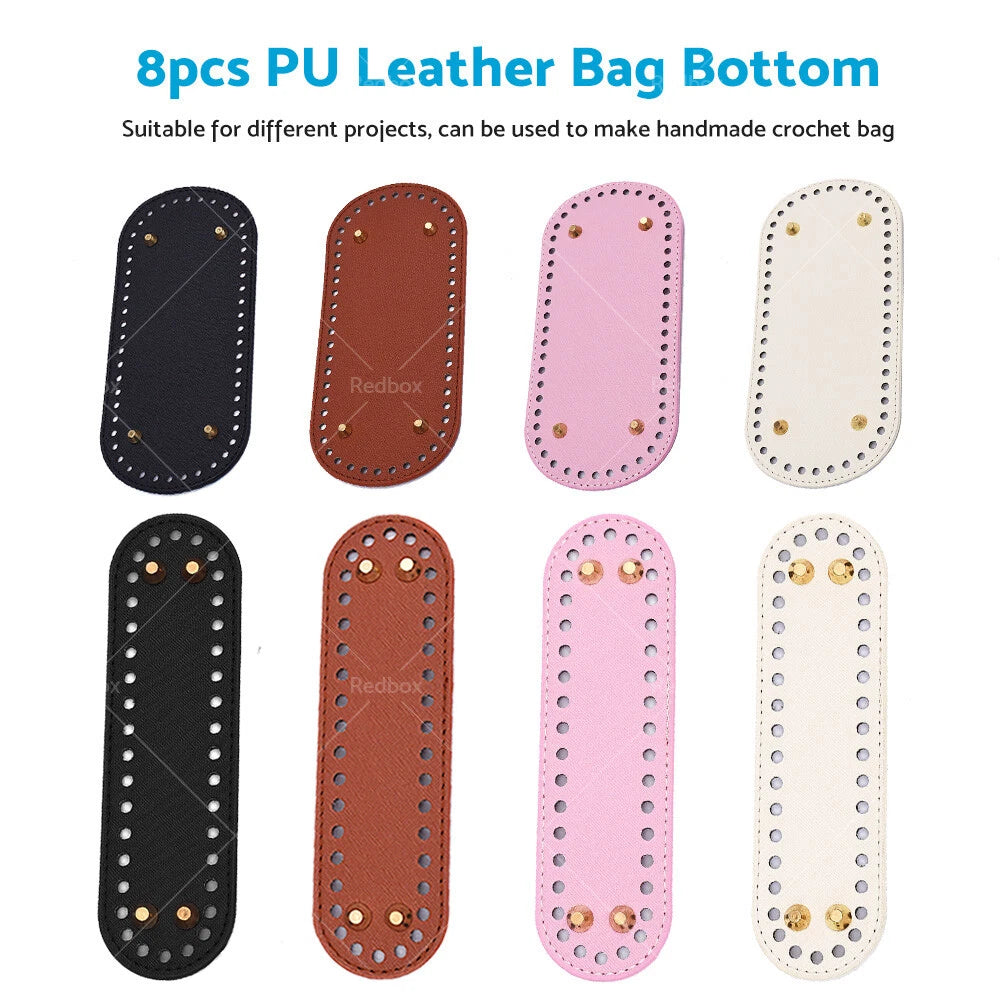 8X PU Leather Bag Bottom Oval for Knitting Crochet Accessories