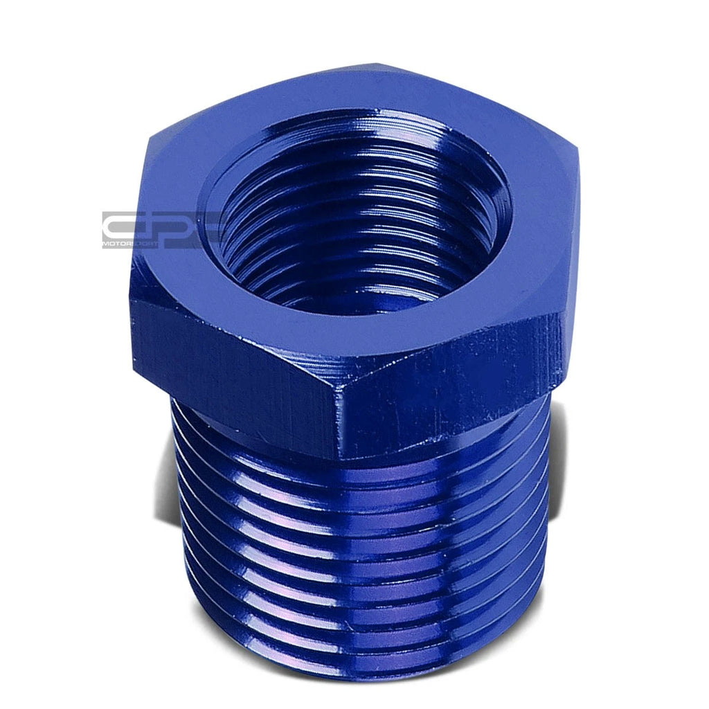 1/2"-14 Male to 3/8"-18 Female Blue NPT Thread Reducer Adapter Fitting