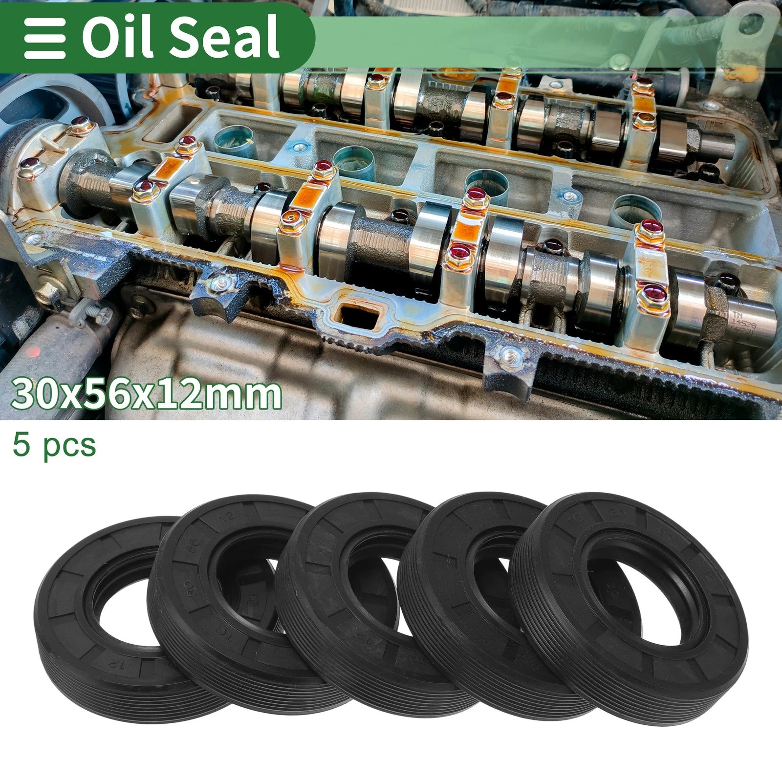 Set of 5 Oil Seal TG4 Lip Seal Ring for Rotary Shaft 30x56x12mm NBR Rubber