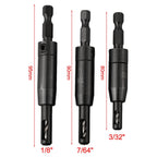 3Pcs Self Centering Hinge Tapper Core Drill Bit Set for Woodworking