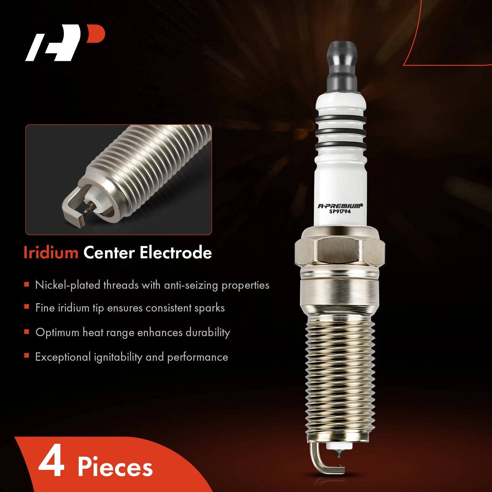 Set of 4 Iridium Platinum Spark Plugs for Ford Explorer (2012–2013) Fusion (2019)