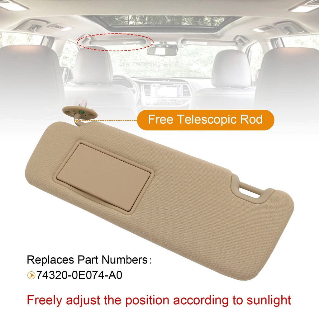 Sun Visor for Toyota Highlander (2014-2019) Left Driver Side Beige