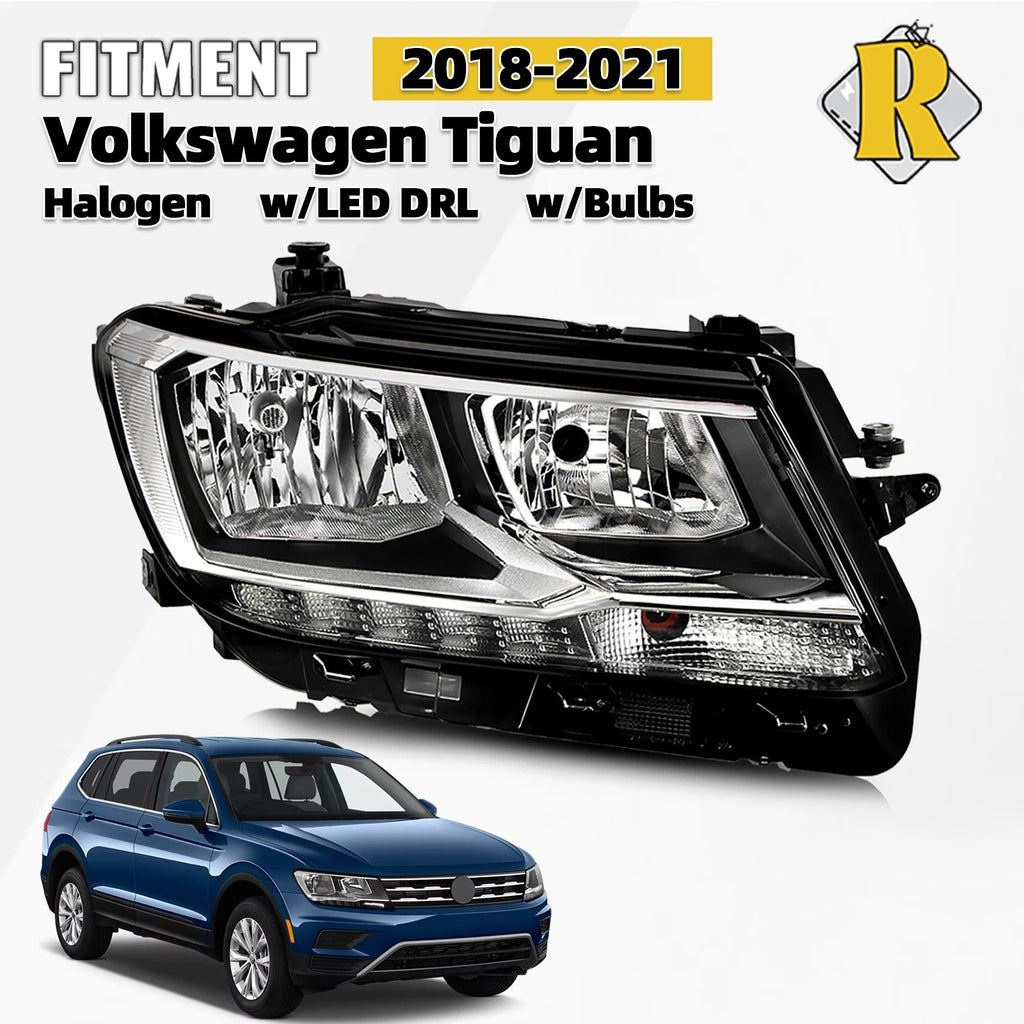 Halogen Headlight w/LED DRL for Volkswagen Tiguan (2018–2021) Right Side