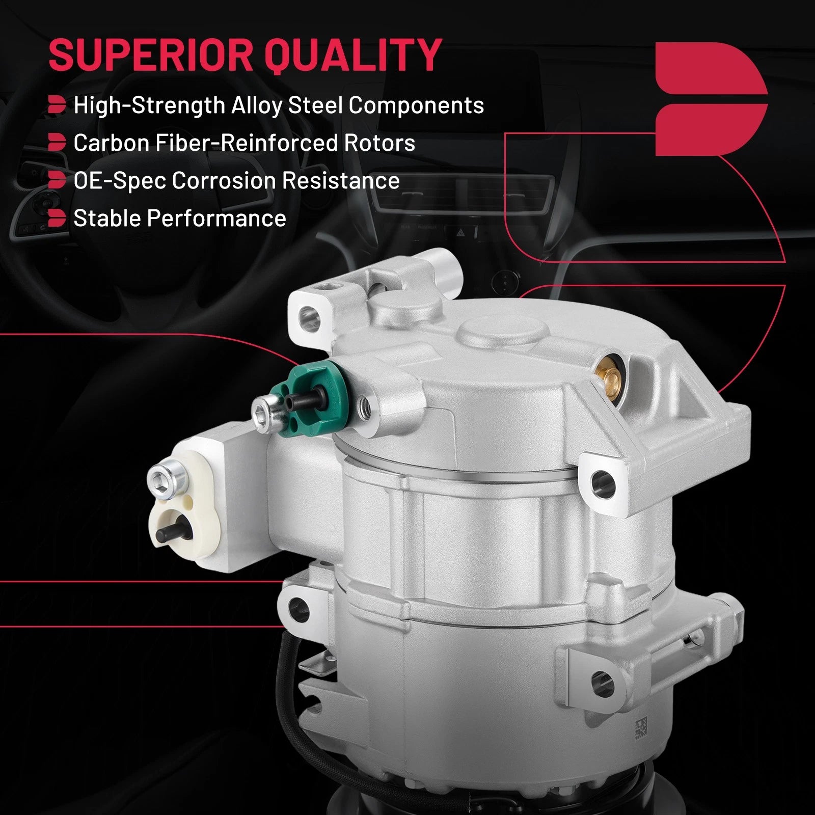 A/C Compressor with 6-Groove Pulley for Hyundai Accent Veloster (2012–2017)