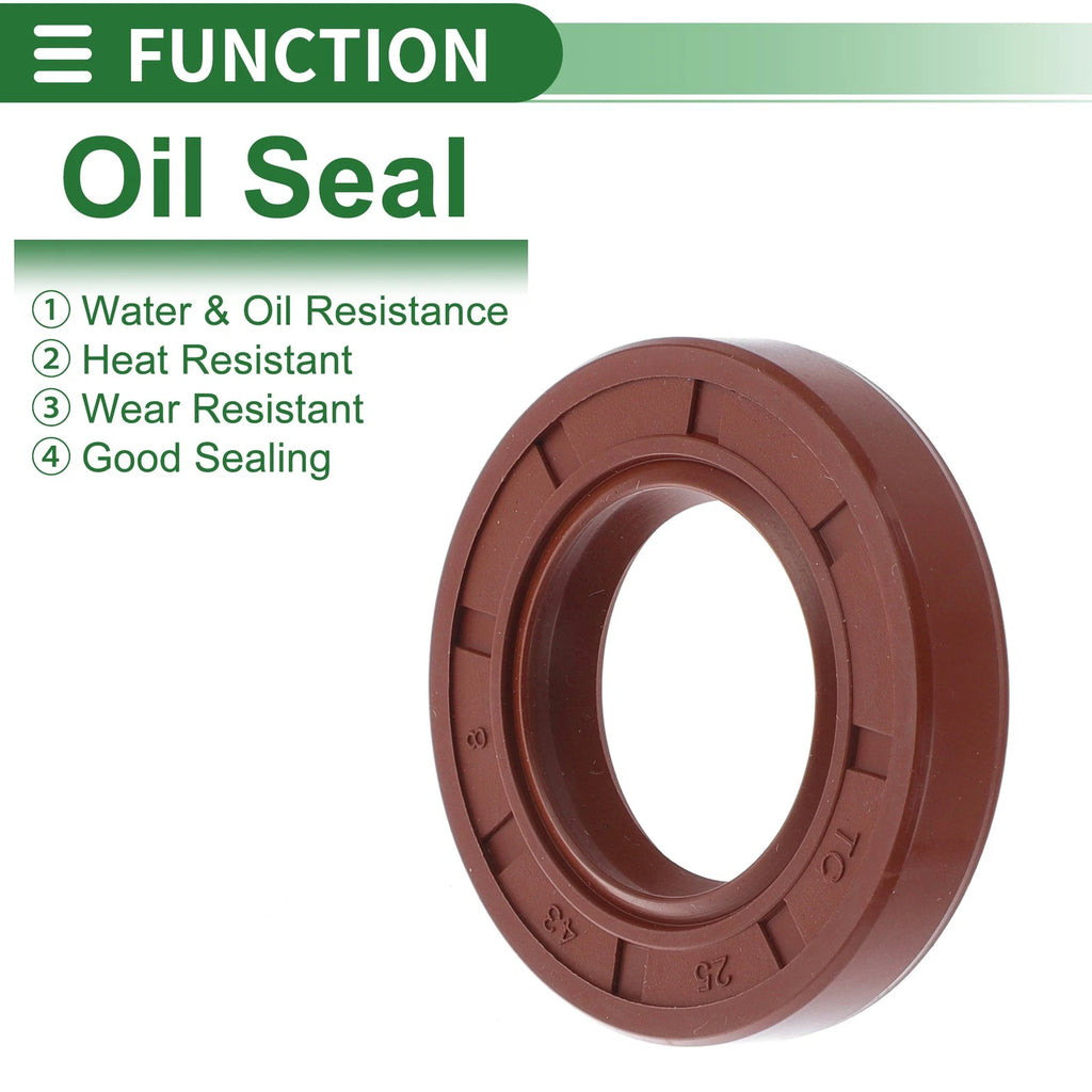 Set of 5 Oil Seal Rotary Shaft Seal FKM Rubber 25x43x8mm