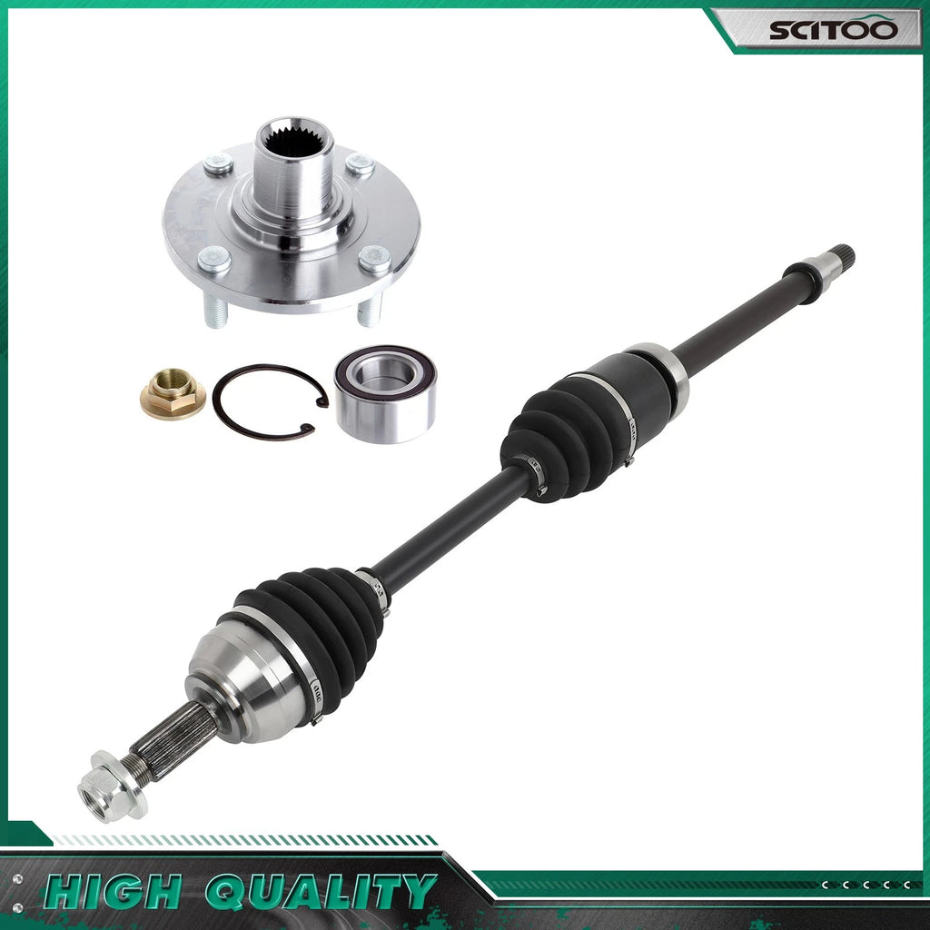 Front Right CV Axle Shaft + Wheel Hub Bearing for Ford Focus (2000–2011)