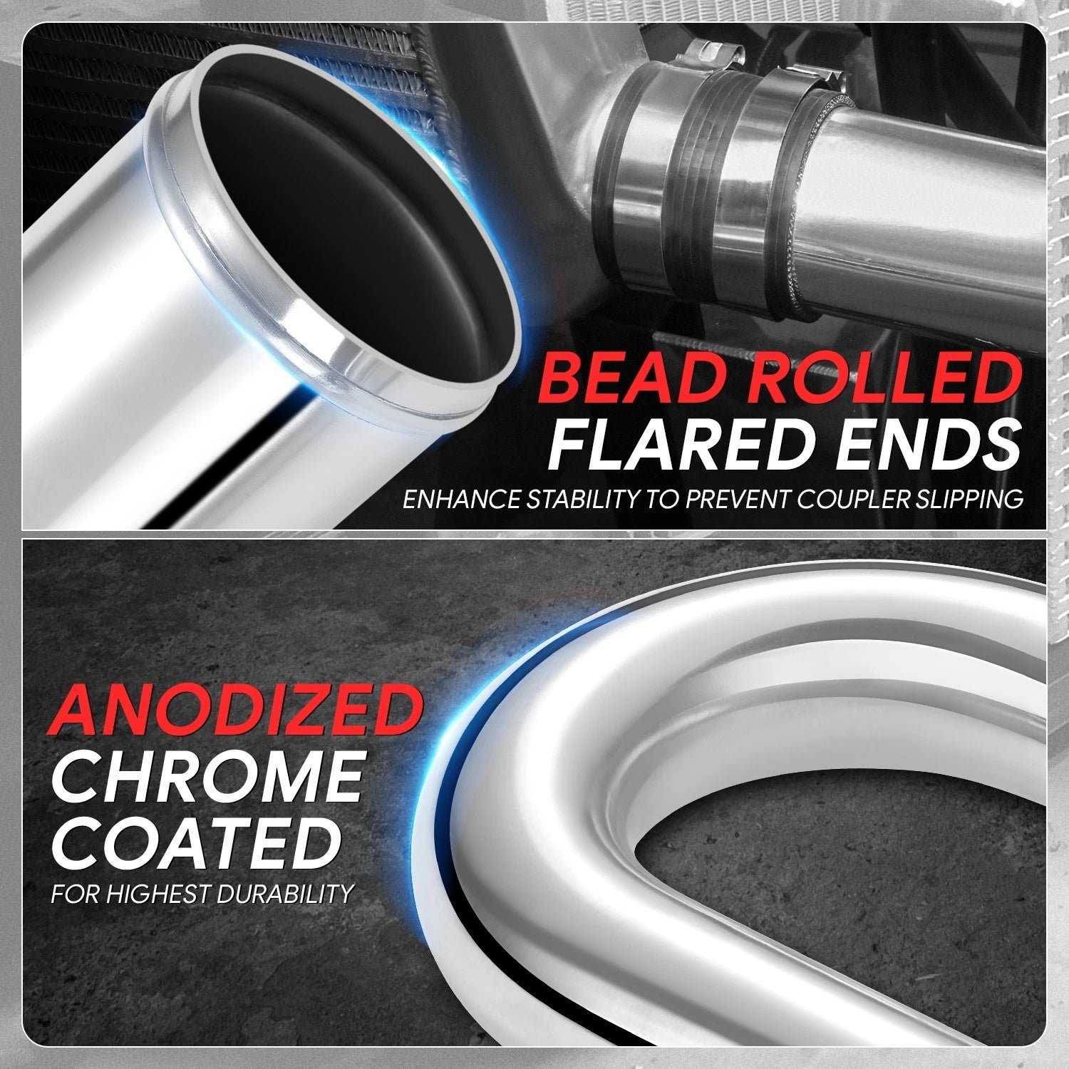 3" OD U-Bend Pipe for Intercooler (180 Degrees, 9-Gauge Aluminum)