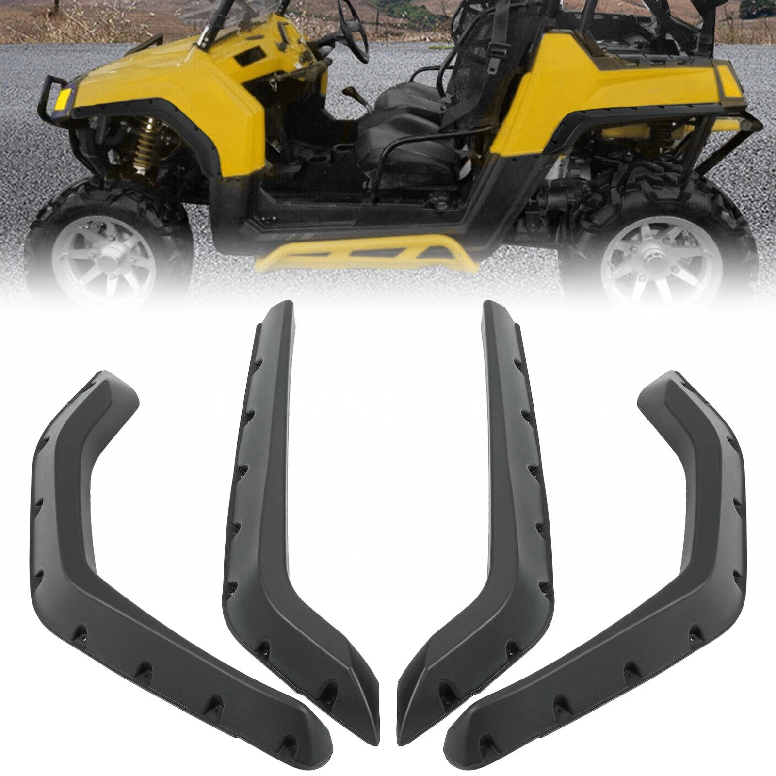 Set of 4 Fender Flares for Polaris RZR 800 (2008–2010) Black Plastic