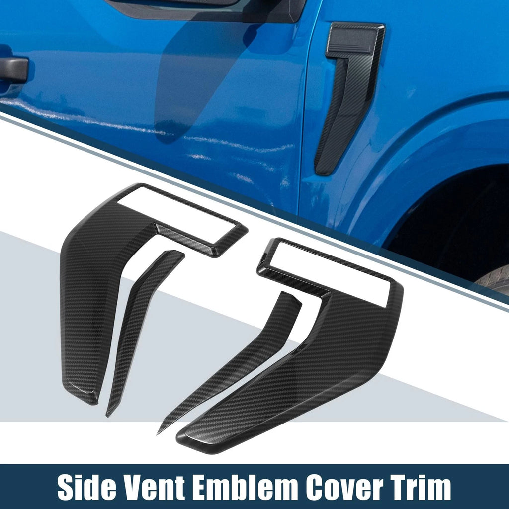 Set of 2 Carbon Fiber Style Side Vent Fender Badge Covers for Ford F150 (2021–2022) 782685548700
