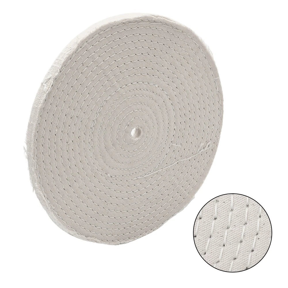 Set of 8 Spiral Sewn Cotton Buffing Wheels for Metal Polishing