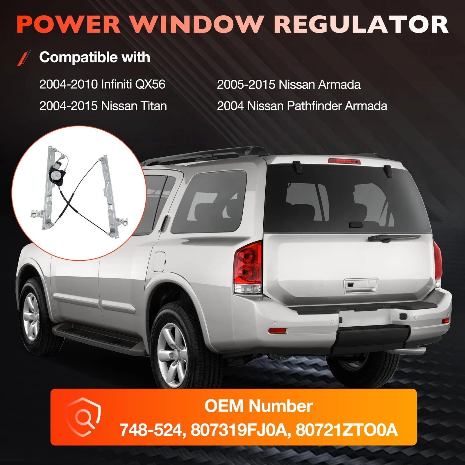 Front Driver Side Power Window Regulator with Motor for Nissan Titan (2004-2015)