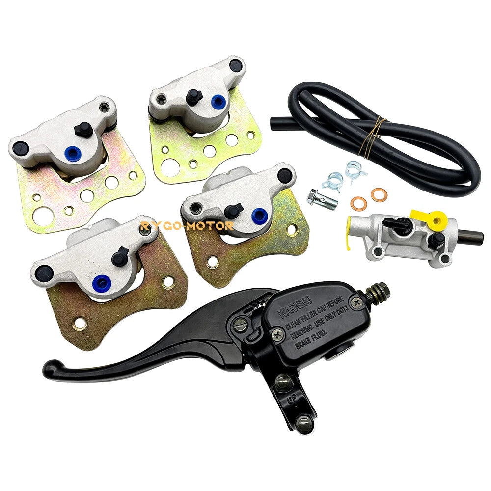 Front Rear Brake Master Cylinders & Calipers W/Pads for Polaris ATP 330 500 (2004–2006)