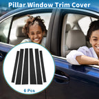 6 Pcs Door Pillar Window Trim for Mitsubishi Pajero (2009–2015) Black