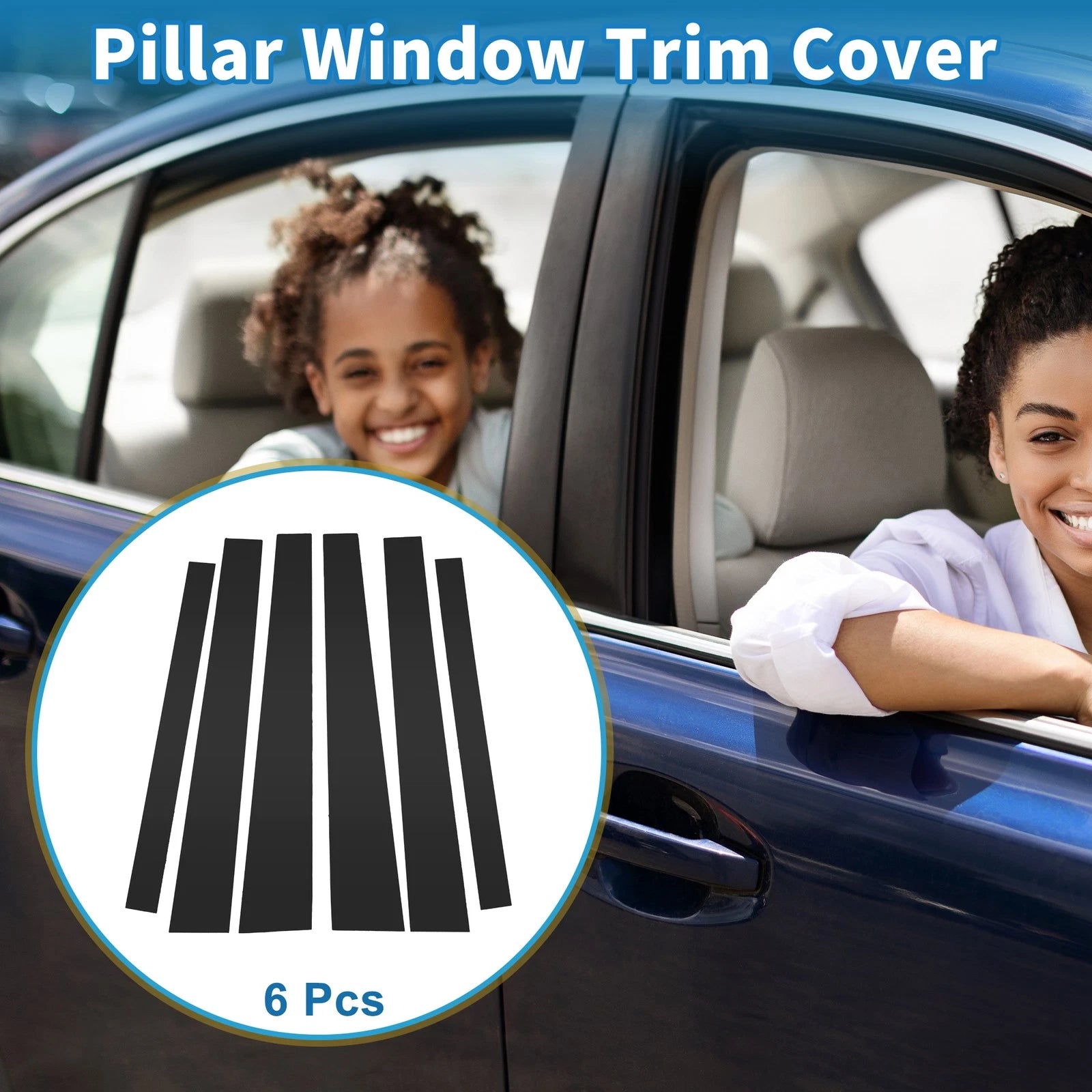 6 Pcs Door Pillar Window Trim for Mitsubishi Pajero (2009–2015) Black