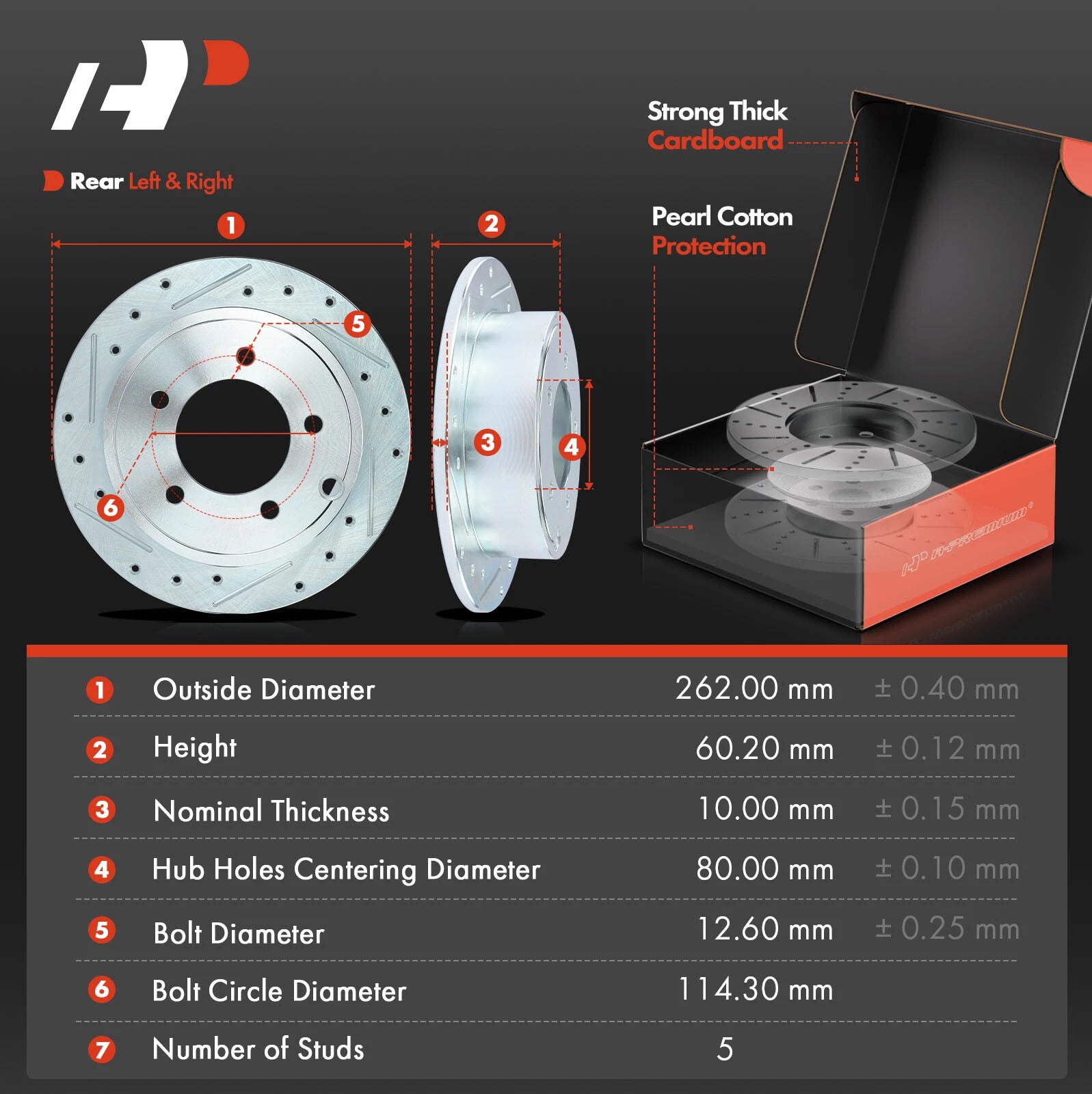 Drilled Brake Rotors & Ceramic Pads for Mitsubishi Lancer