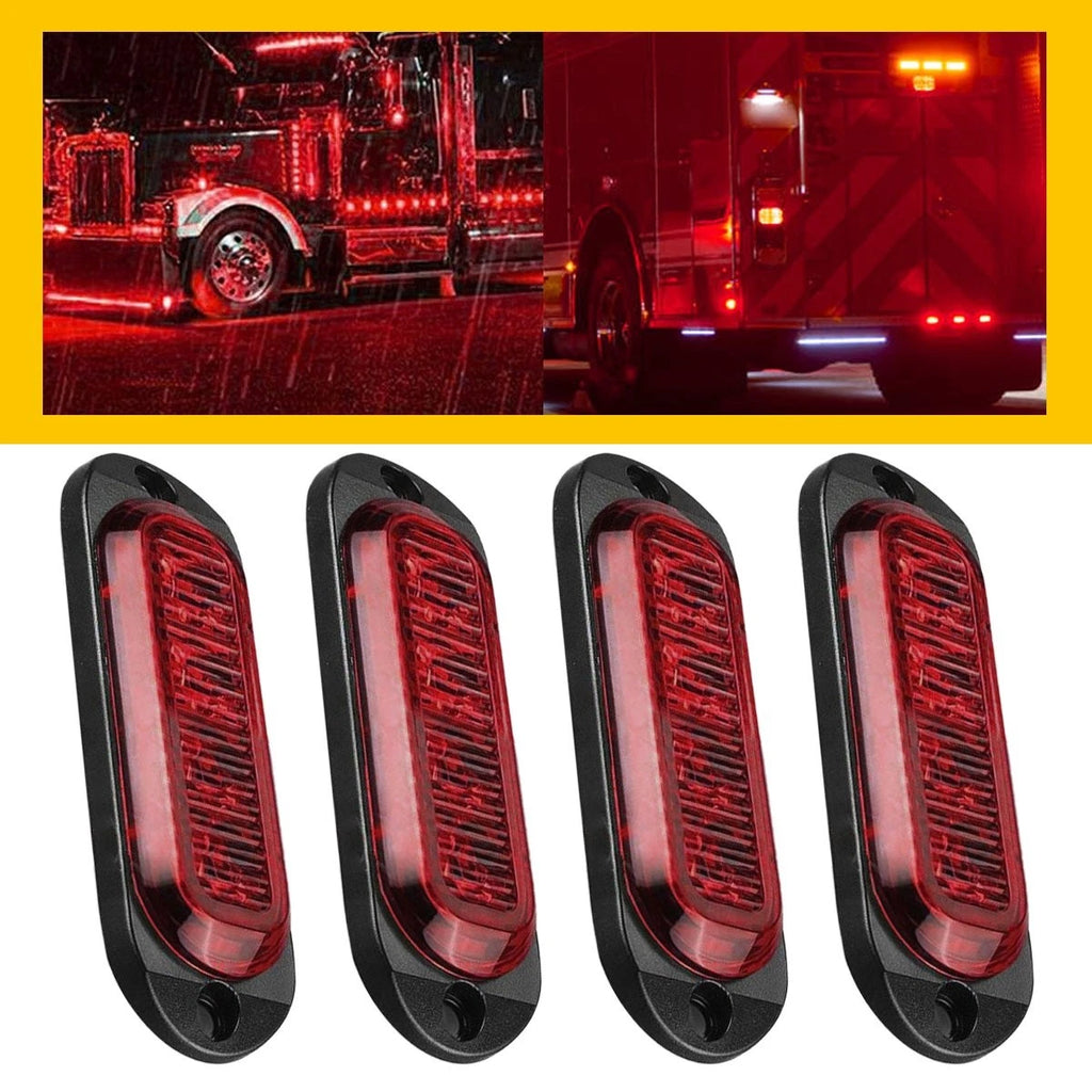 Set of 4 Red 4-LED Side Marker Lights for RV Truck Trailer