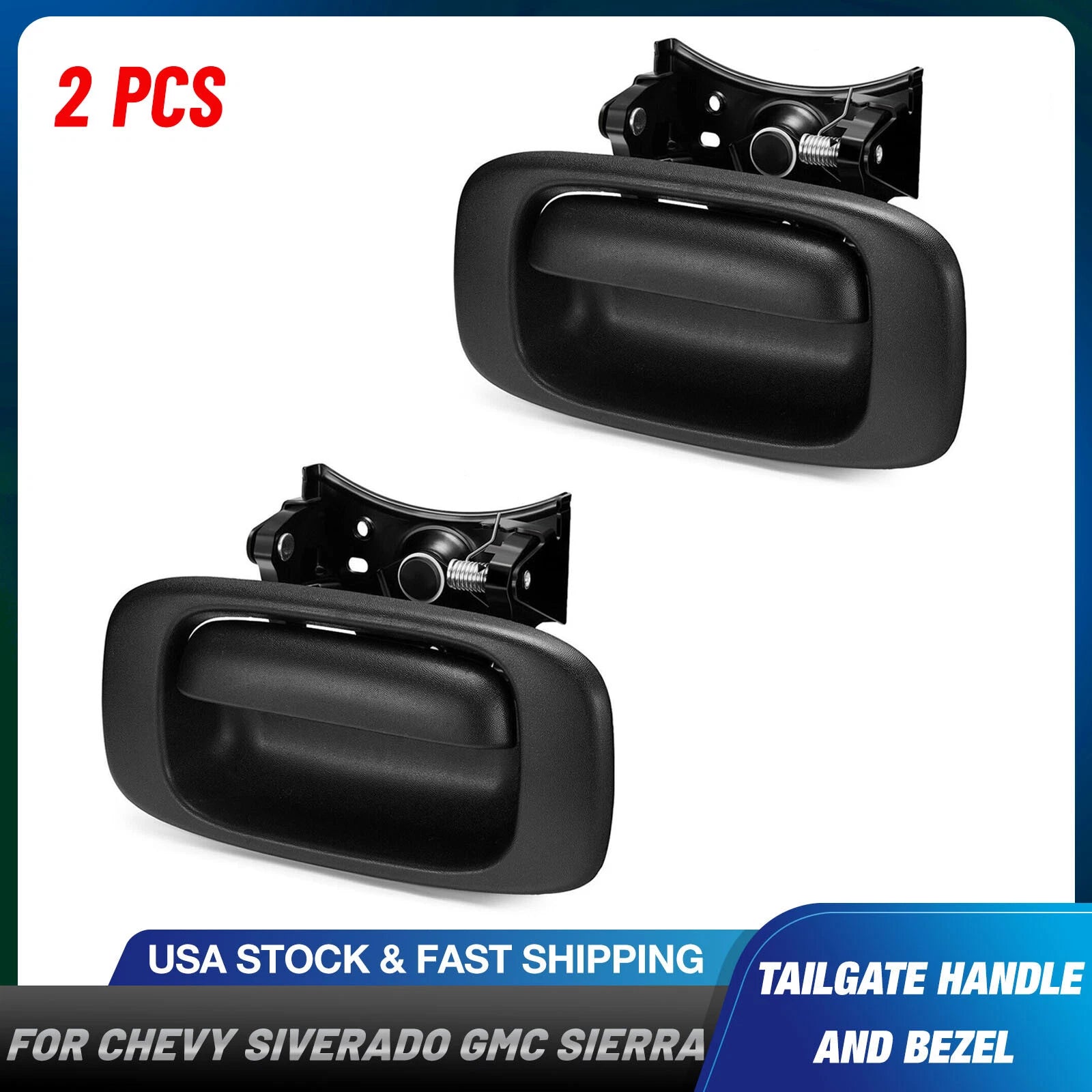 2X Tailgate Latch Handle & Bezel for Chevrolet Silverado 1500 GMC Sierra 1500 (2014–2019)