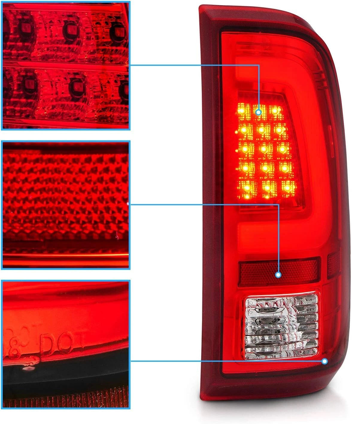 Shape LED Red Tail Lights Lamps for Ford F250 F350 F450 Super Duty (2008–2016)