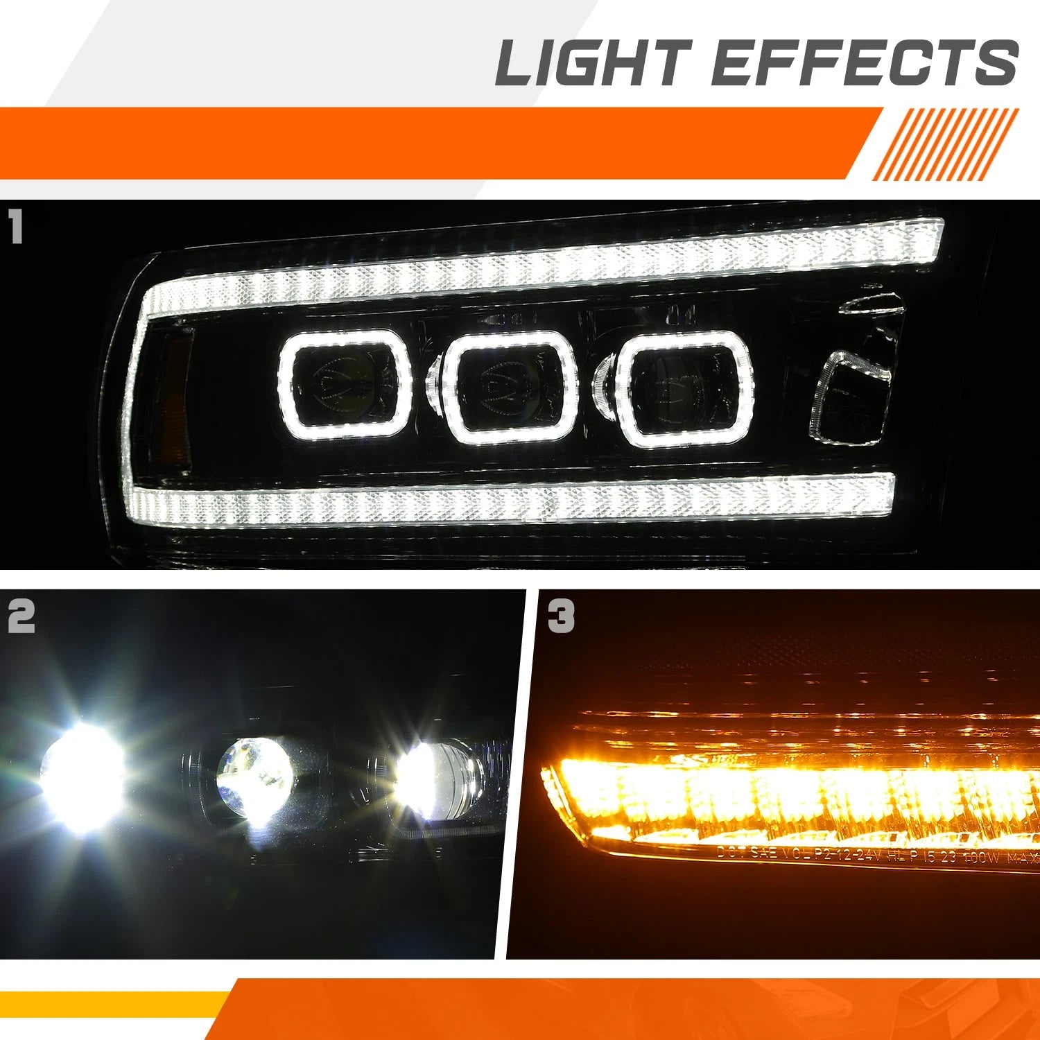 Full LED DRL Projector Headlights for Ram 2500-5500 (2019–2024)
