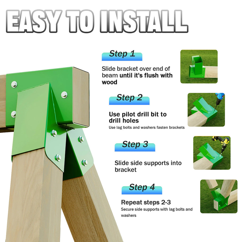 Set of 2 A-Frame Brackets for Swing Set (Compatible with Most Models)