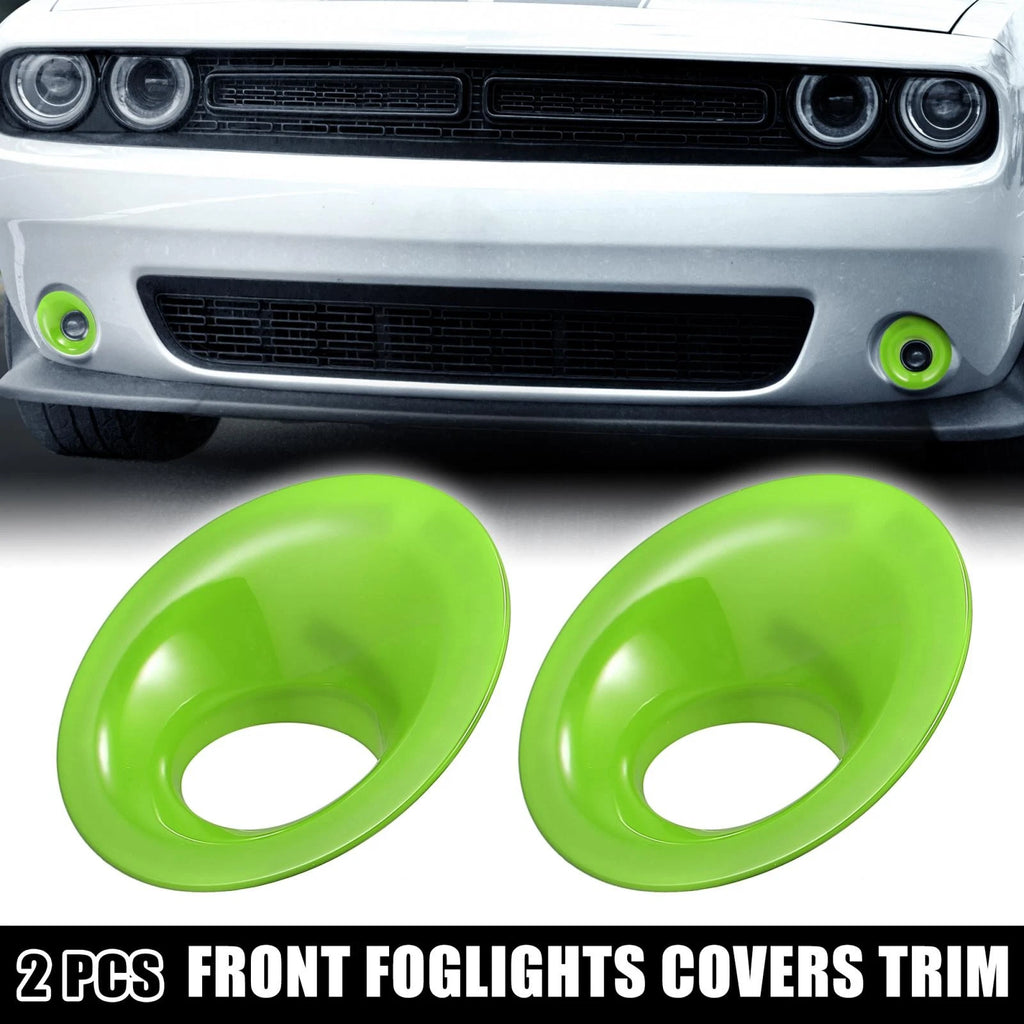 2X ABS Front Foglight Covers Trim for Dodge Challenger (2015–2020) Green