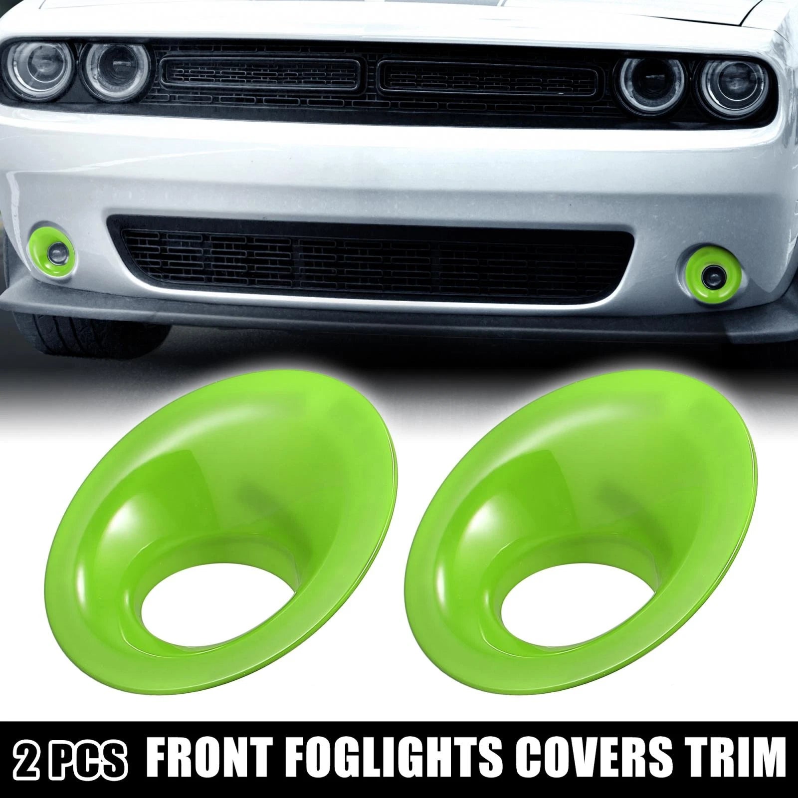 2X ABS Front Foglight Covers Trim for Dodge Challenger (2015–2020) Green