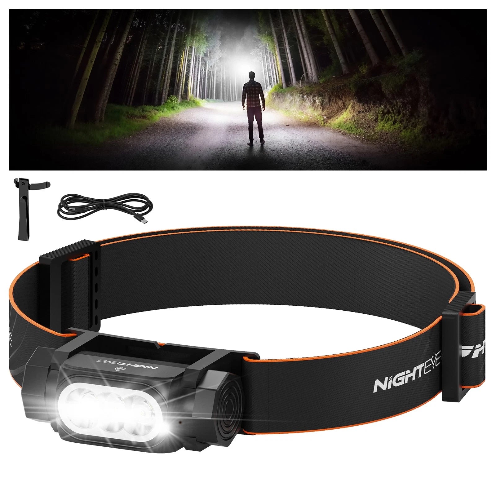 Nighteye LED Headlight for Camping (Rechargeable, Waterproof, 2000Lm)