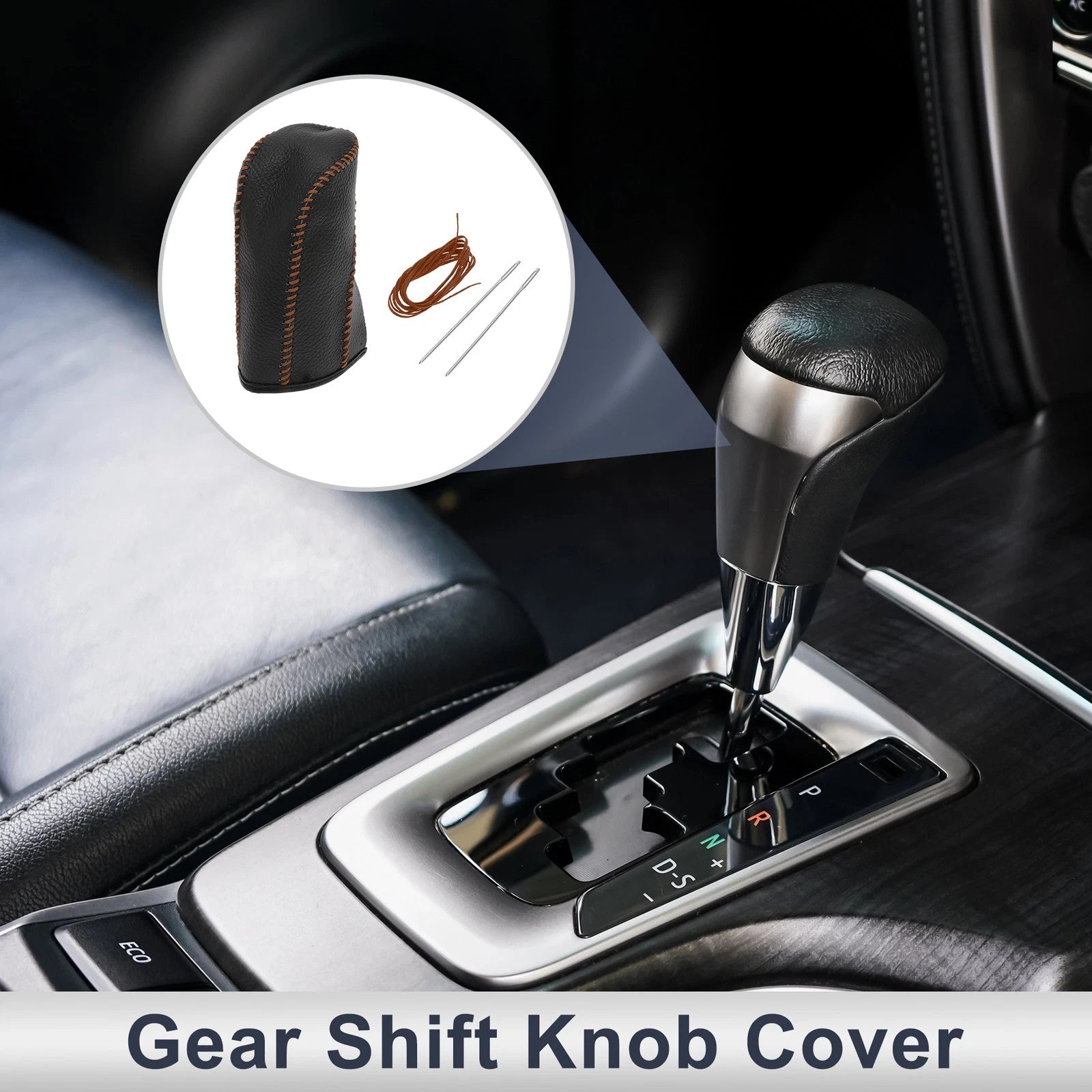 1 Pc Gear Shift Knob Cover for Nissan Tiida (2004–2012) Pebbled Black Brown