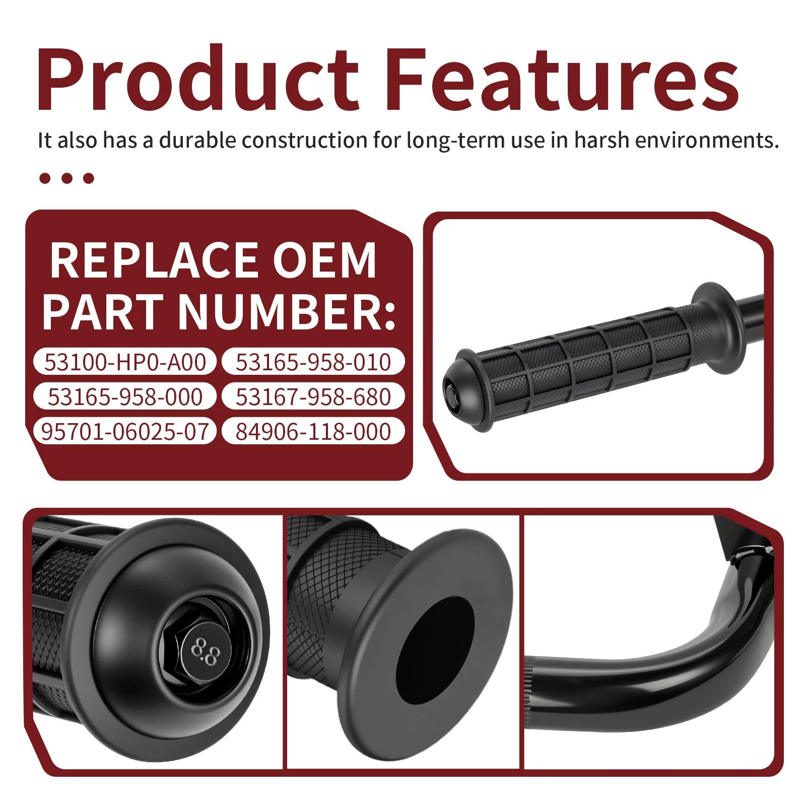 Handlebar with Grips & End Guard for Honda Foreman 500 TRX500TM (2005–2006)
