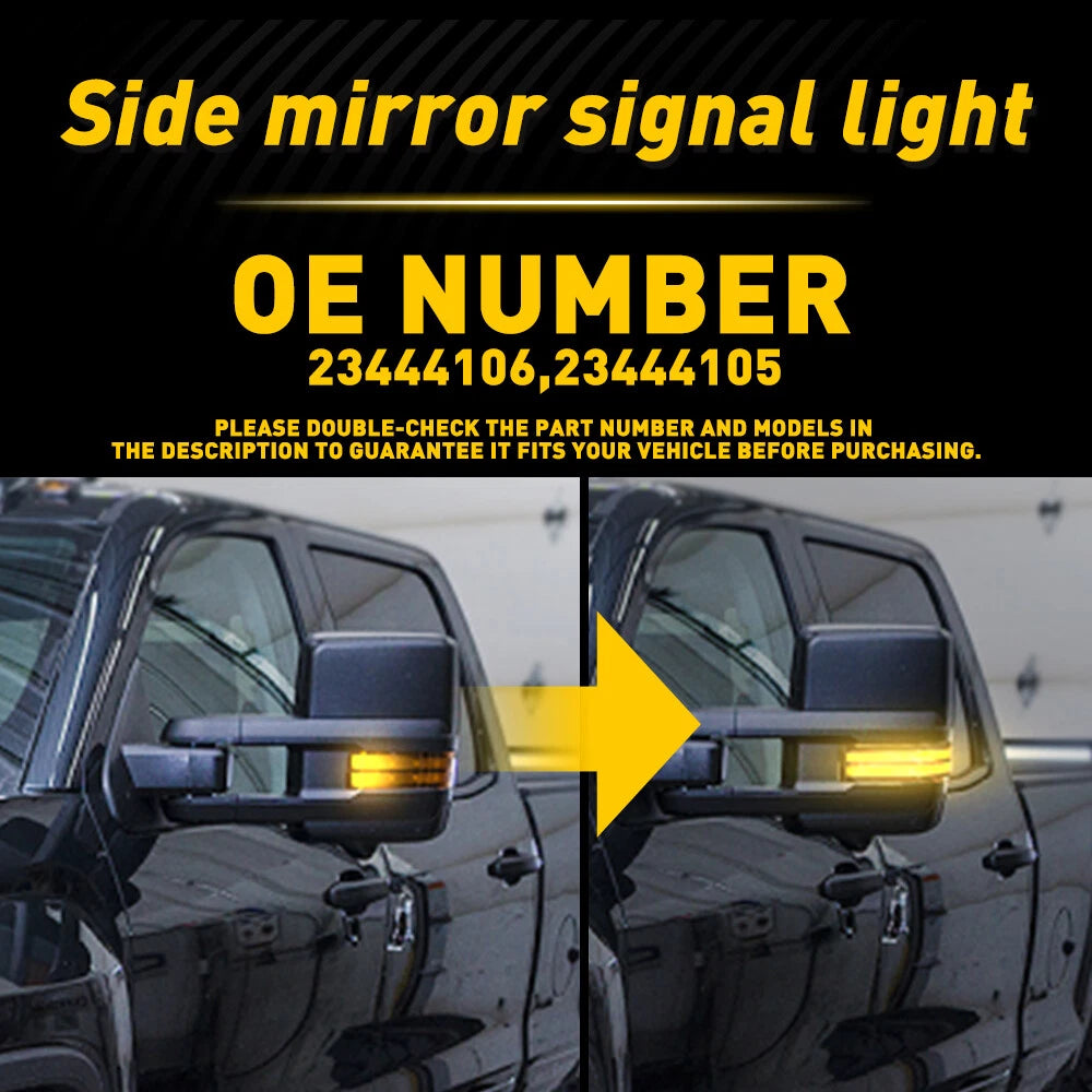 Tow Side Mirror Signal Light Switchback LED for Chevy Silverado GMC Sierra (2014–2018)