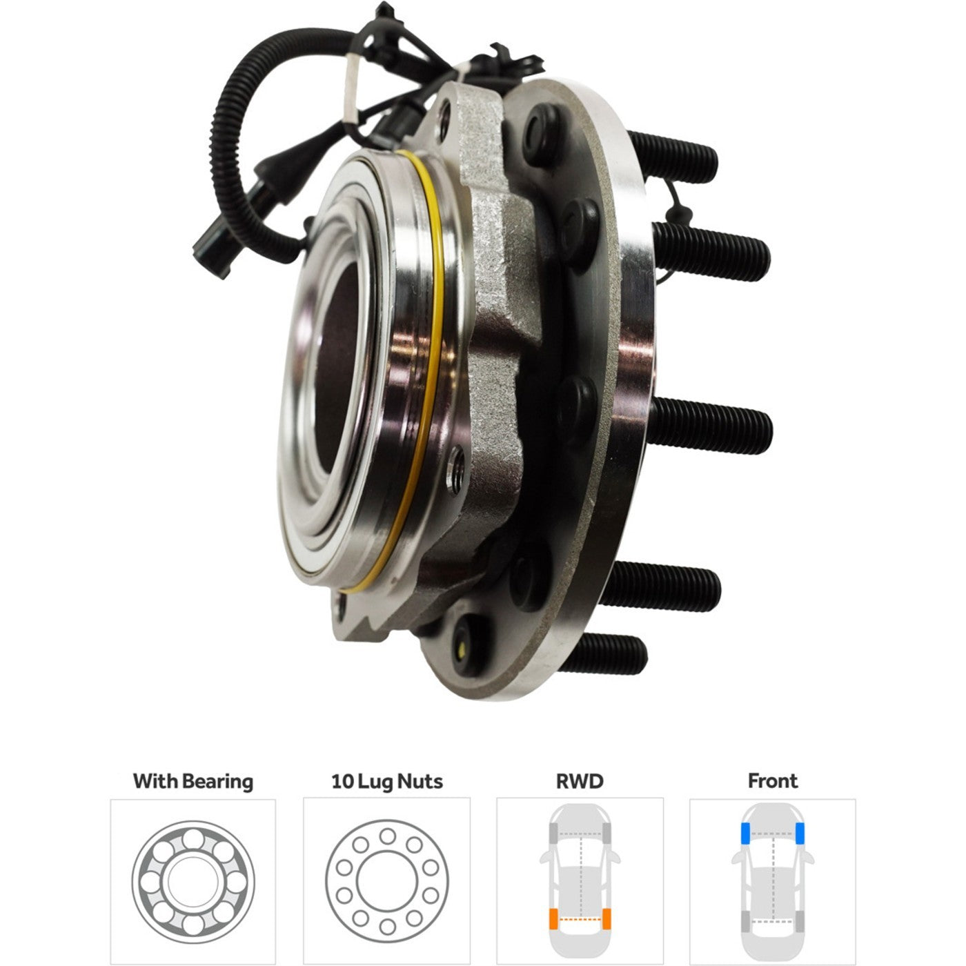 Set of 2 Wheel Hubs for Ford F-450 Super Duty (2005–2010) Front 10 Lug