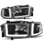 LED DRL Headlights for Dodge Ram Truck (1994–2002) Black Housing Clear Corner