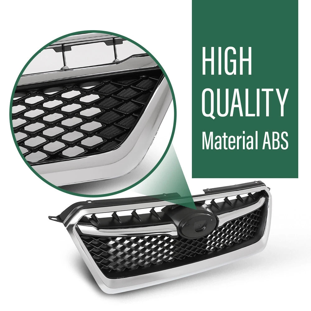 Front Bumper Upper Grille Assembly for Subaru Impreza (2012–2016) Black Chrome