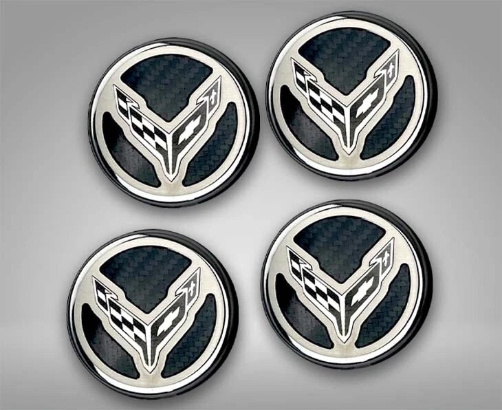 Engine Fluid Cap Cover Set 4 Piece Carbon Fiber for Chevrolet Corvette C8 (2020–2022)