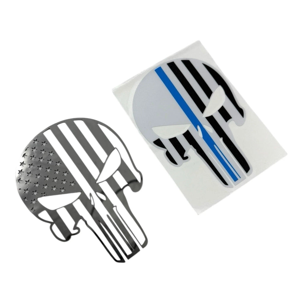 Thin Blue Line Punisher Skull Emblem Polished Stainless for Dodge Charger (2015–2023)