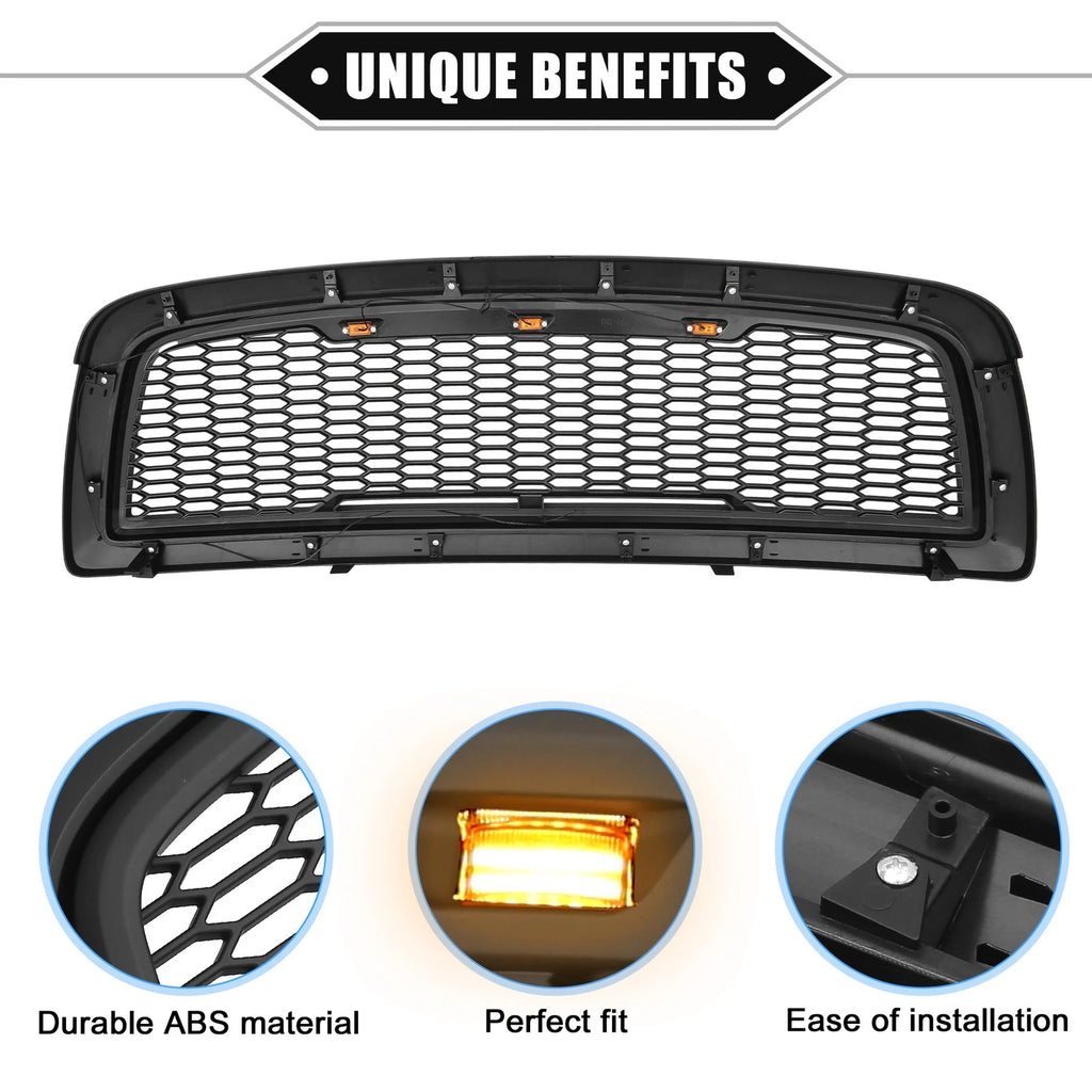 Front Grille Assembly with LED Lights for Dodge Ram 3500 (2010) 767153638121