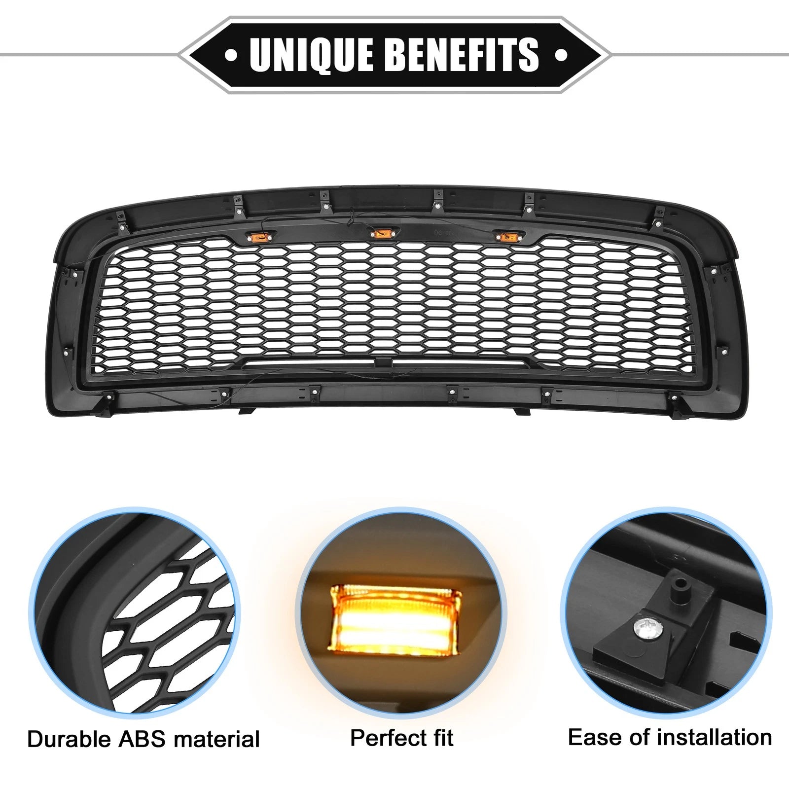Front Grille Assembly with LED Lights for Dodge Ram 3500 (2010) 767153638121