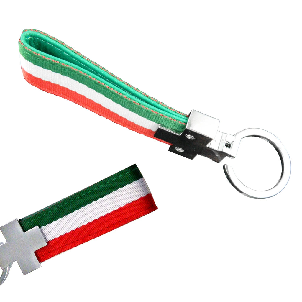 Italian Flag Style Key Fob Chain Keychain Ring for Universal Fit (-)