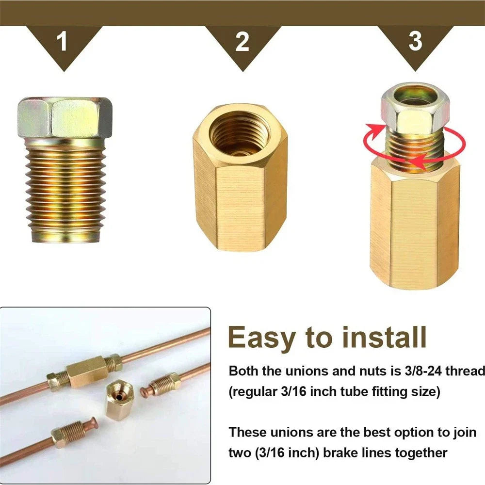 1 3/8" Brake Line Fittings Kit for 3/16" Brake Line Tube