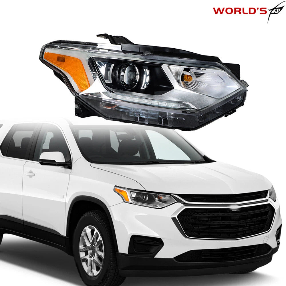 Passenger Headlight for Chevy Traverse (2018–2020) HID/Xenon LED DRL Projector
