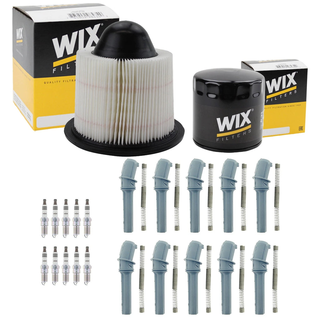 Wix Tune Up Kit NGK 10 Spark Plug & Coil Boot for E-350 F-250 F-350 (1992–2010)